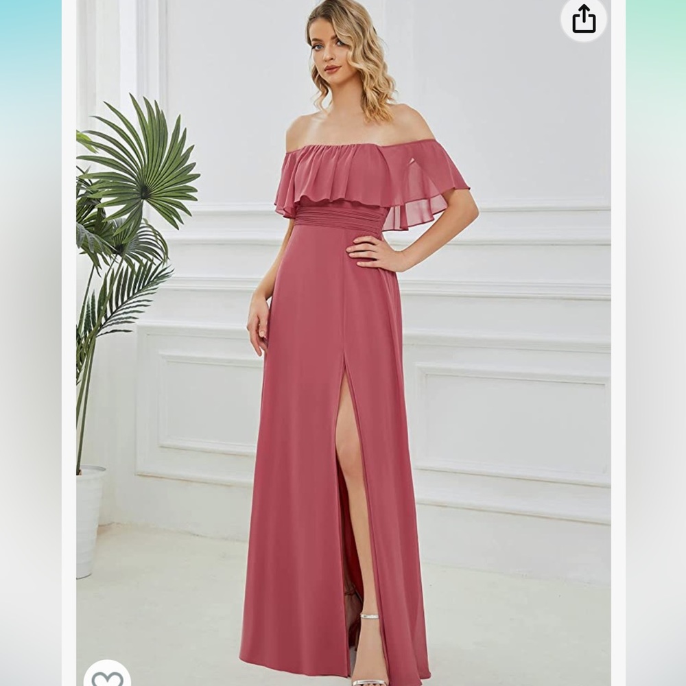 Ever-Pretty Womens Off The Shoulder Ruffle Bridesmaid Dress w/Side Slit, 12